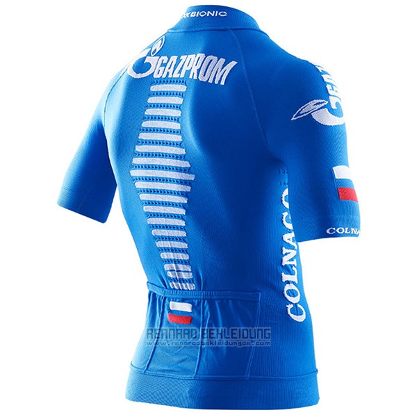 2017 Fahrradbekleidung Gazprom Rusvelo Colnago Blau Trikot Kurzarm und Tragerhose
